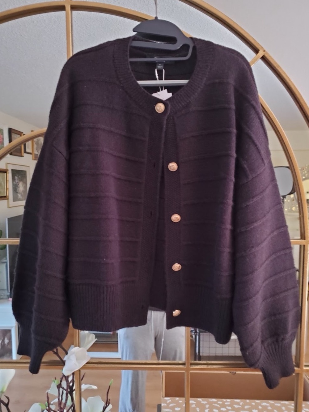 EVER NEW Monroe Cropped Black Knit Cardigan - NWT - Size M